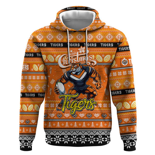 Personalized Tigers Rugby Xmas Hoodie Australia NRL Mascot