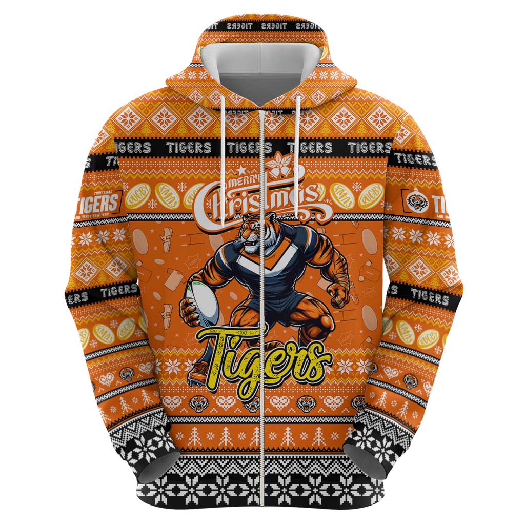 Personalized Tigers Rugby Xmas Hoodie Australia NRL Mascot