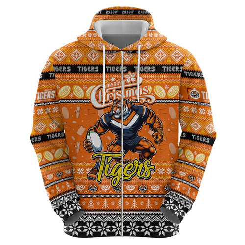 Personalized Tigers Rugby Xmas Hoodie Australia NRL Mascot