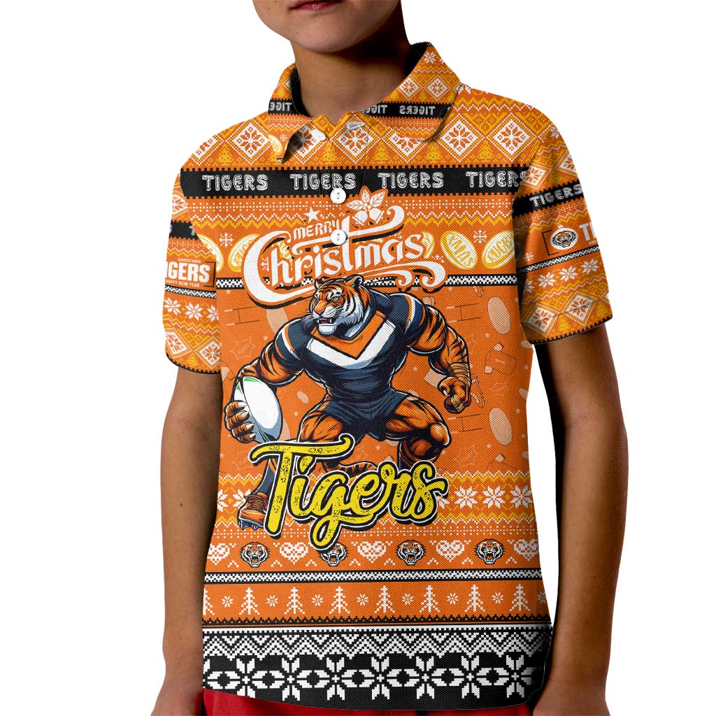 Personalized Tigers Rugby Xmas Kid Polo Shirt Australia NRL Mascot