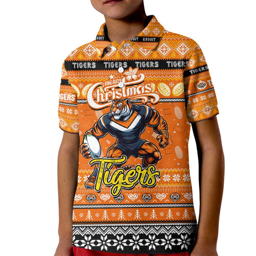 Personalized Tigers Rugby Xmas Kid Polo Shirt Australia NRL Mascot