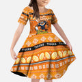 Personalized Tigers Rugby Xmas Kid Short Sleeve Dress Australia NRL Mascot