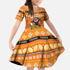 Personalized Tigers Rugby Xmas Kid Short Sleeve Dress Australia NRL Mascot