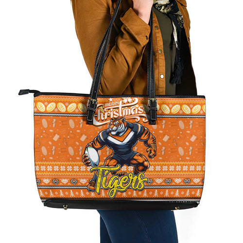 Tigers Rugby Xmas Leather Tote Bag Australia NRL Mascot