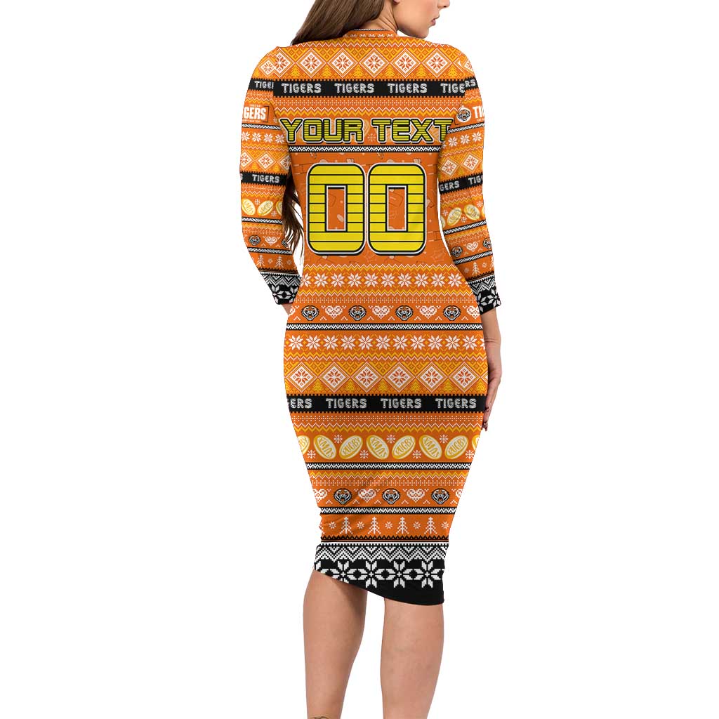 Personalized Tigers Rugby Xmas Long Sleeve Bodycon Dress Australia NRL Mascot