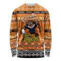 Personalized Tigers Rugby Xmas Long Sleeve Shirt Australia NRL Mascot