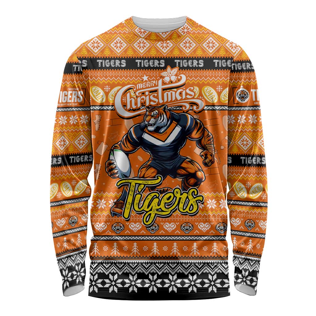 Personalized Tigers Rugby Xmas Long Sleeve Shirt Australia NRL Mascot