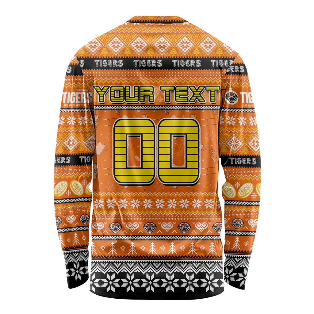 Personalized Tigers Rugby Xmas Long Sleeve Shirt Australia NRL Mascot