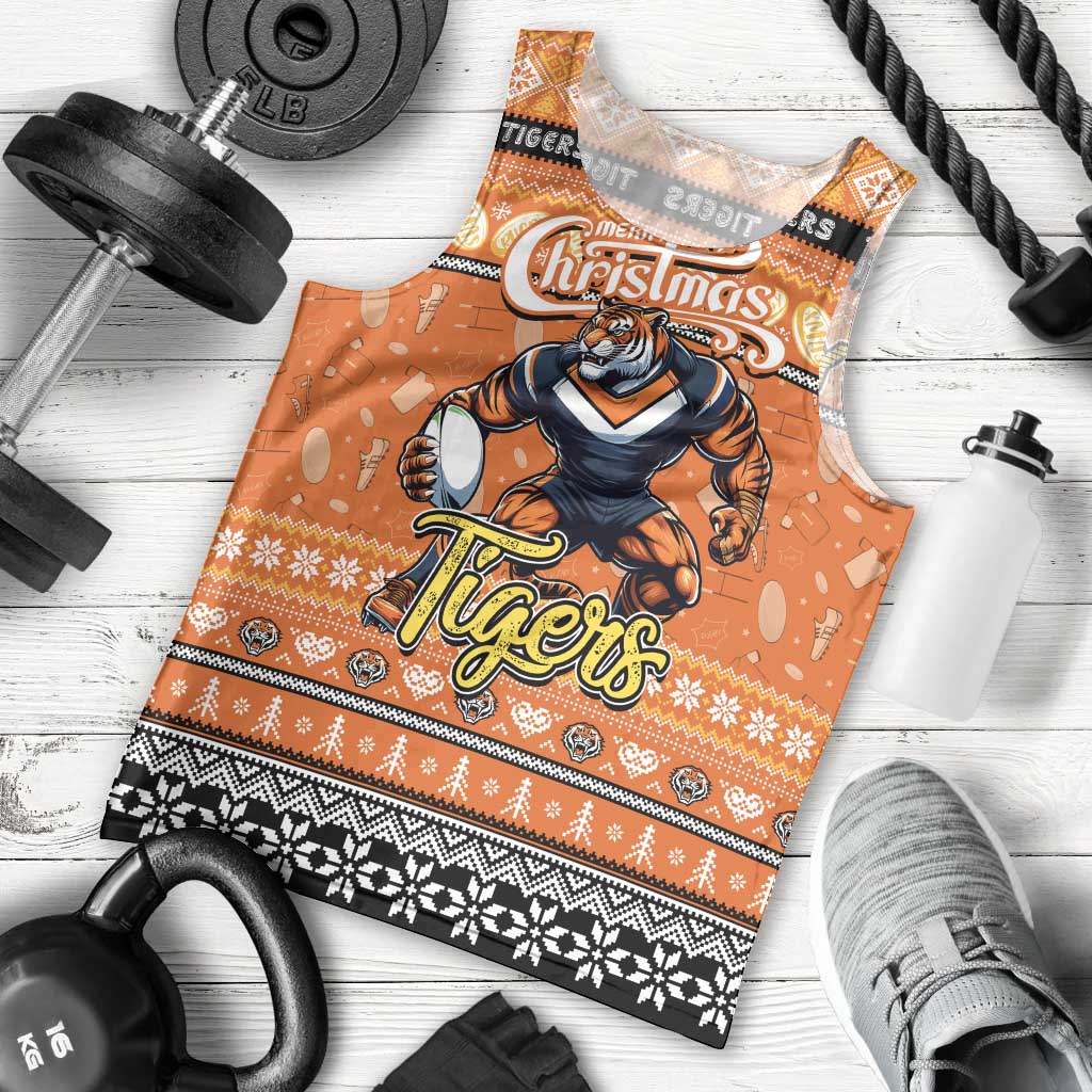 Personalized Tigers Rugby Xmas Men Tank Top Australia NRL Mascot