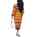 Personalized Tigers Rugby Xmas Off The Shoulder Long Sleeve Dress Australia NRL Mascot