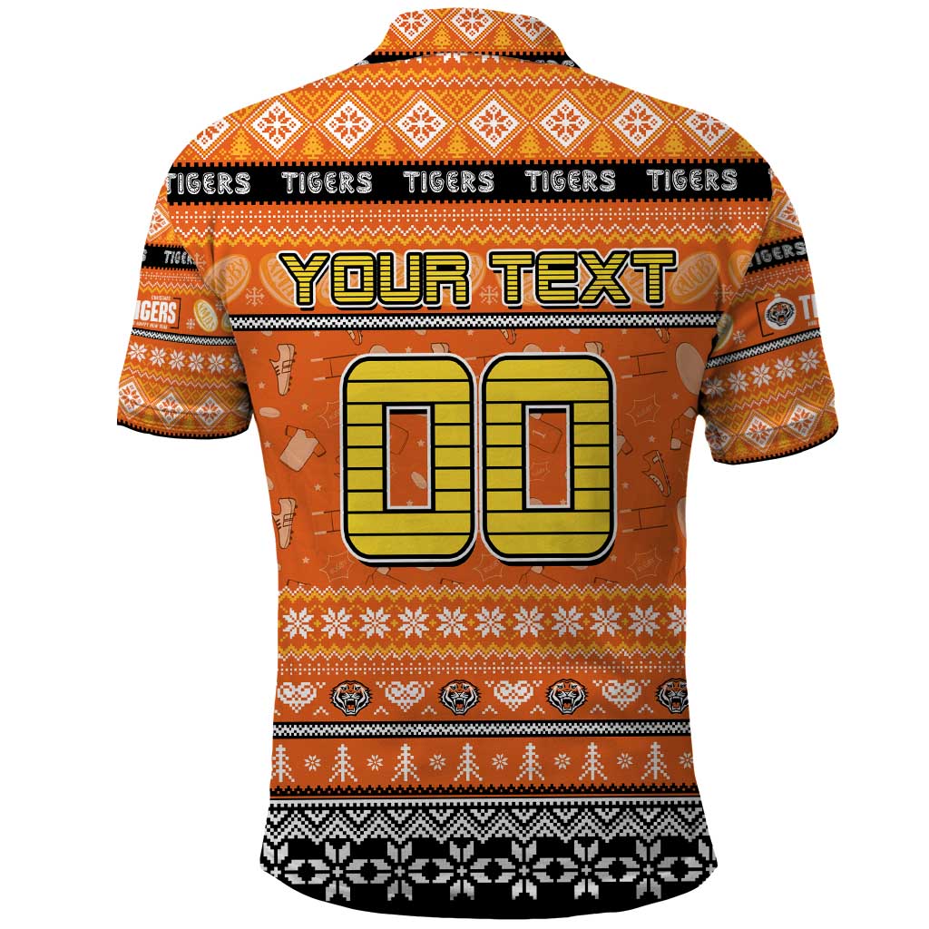 Personalized Tigers Rugby Xmas Polo Shirt Australia NRL Mascot