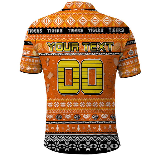 Personalized Tigers Rugby Xmas Polo Shirt Australia NRL Mascot