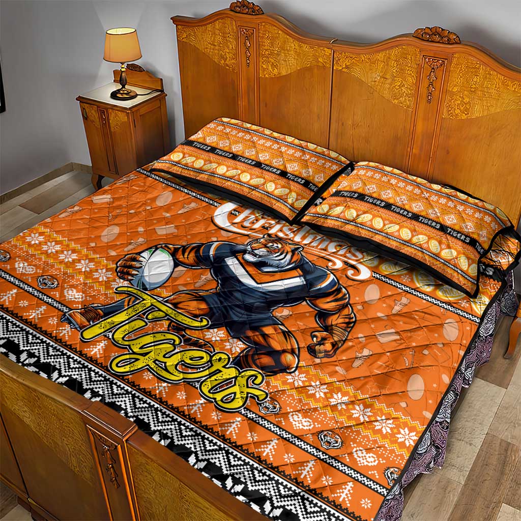 Tigers Rugby Xmas Quilt Bed Set Australia NRL Mascot