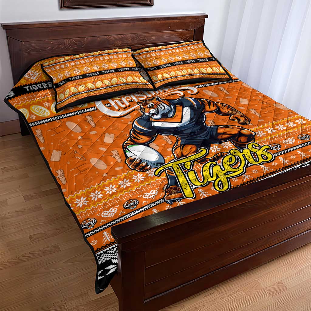 Tigers Rugby Xmas Quilt Bed Set Australia NRL Mascot