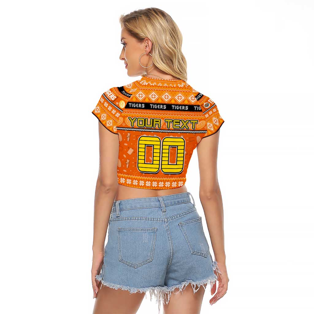 Personalized Tigers Rugby Xmas Raglan Cropped T Shirt Australia NRL Mascot