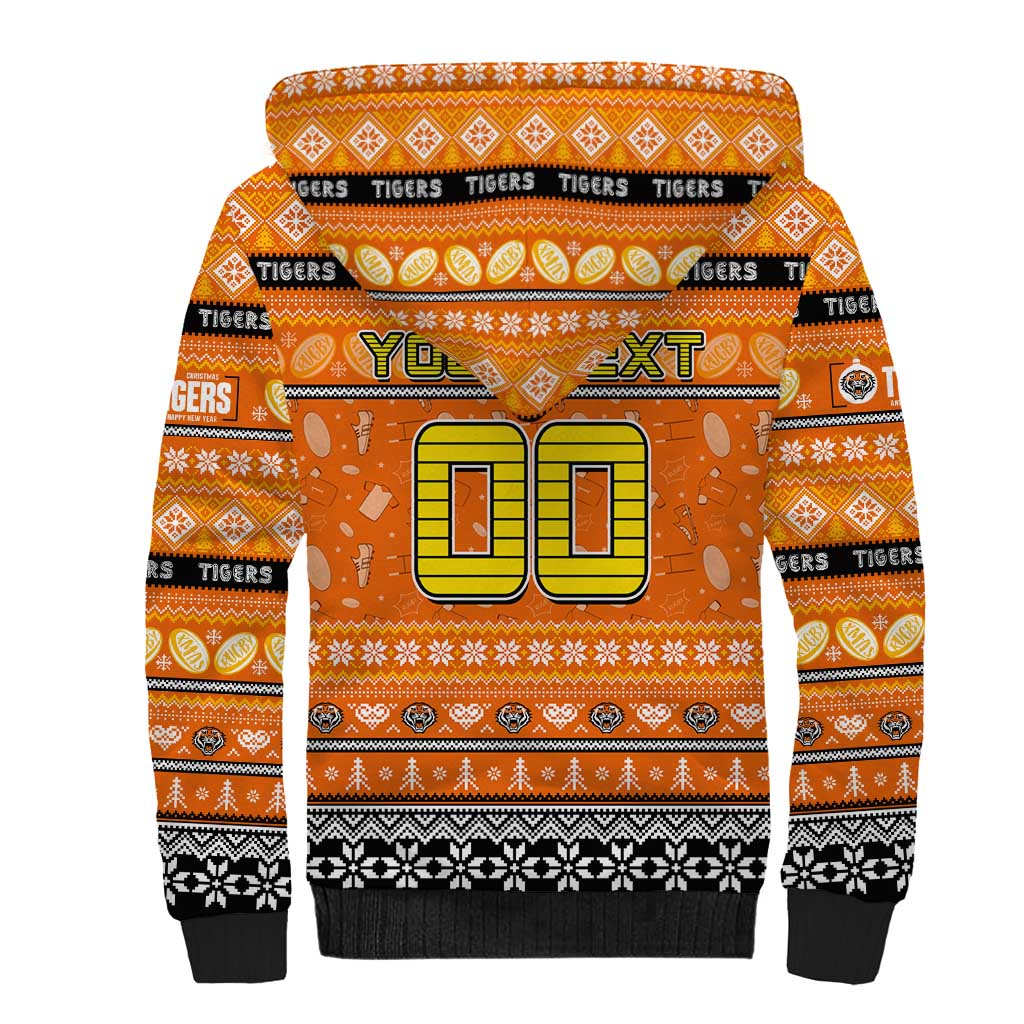 Personalized Tigers Rugby Xmas Sherpa Hoodie Australia NRL Mascot