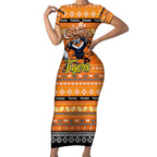 Personalized Tigers Rugby Xmas Short Sleeve Bodycon Dress Australia NRL Mascot
