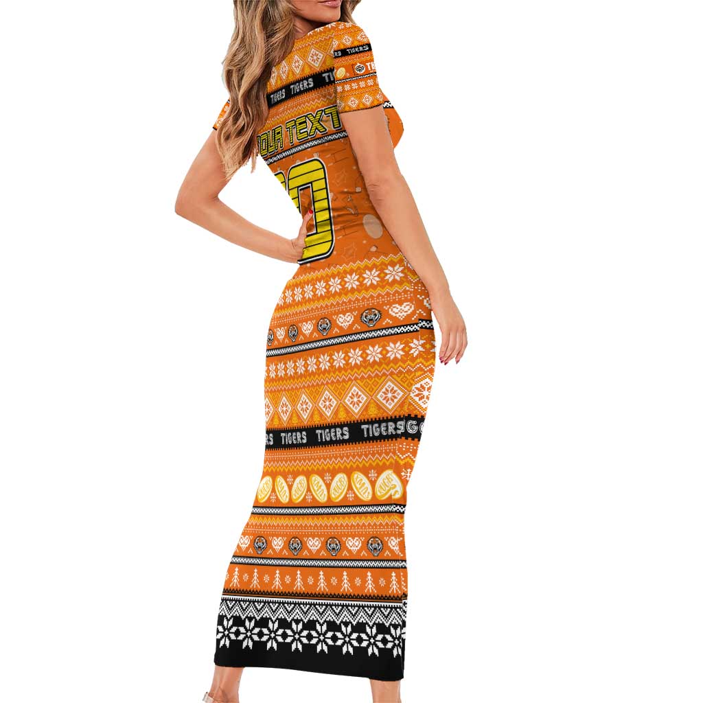Personalized Tigers Rugby Xmas Short Sleeve Bodycon Dress Australia NRL Mascot