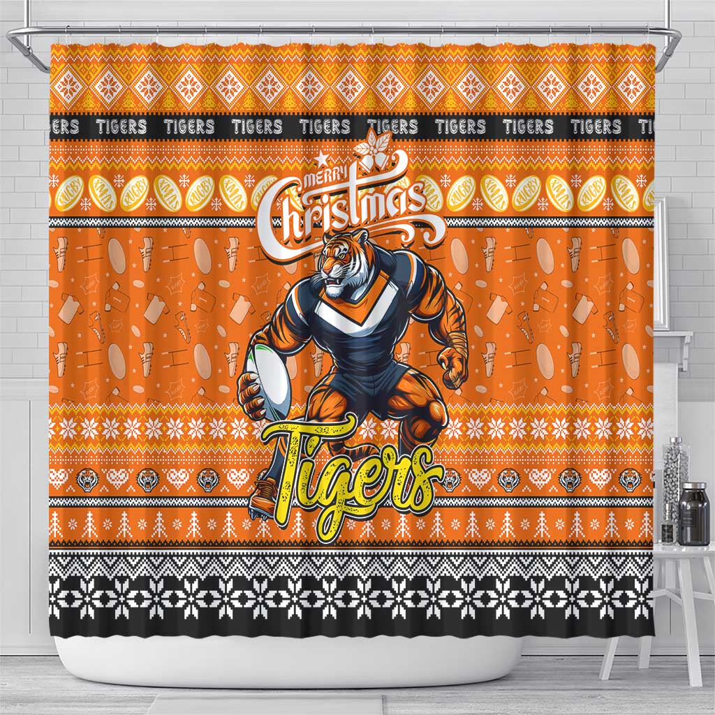 Tigers Rugby Xmas Shower Curtain Australia NRL Mascot