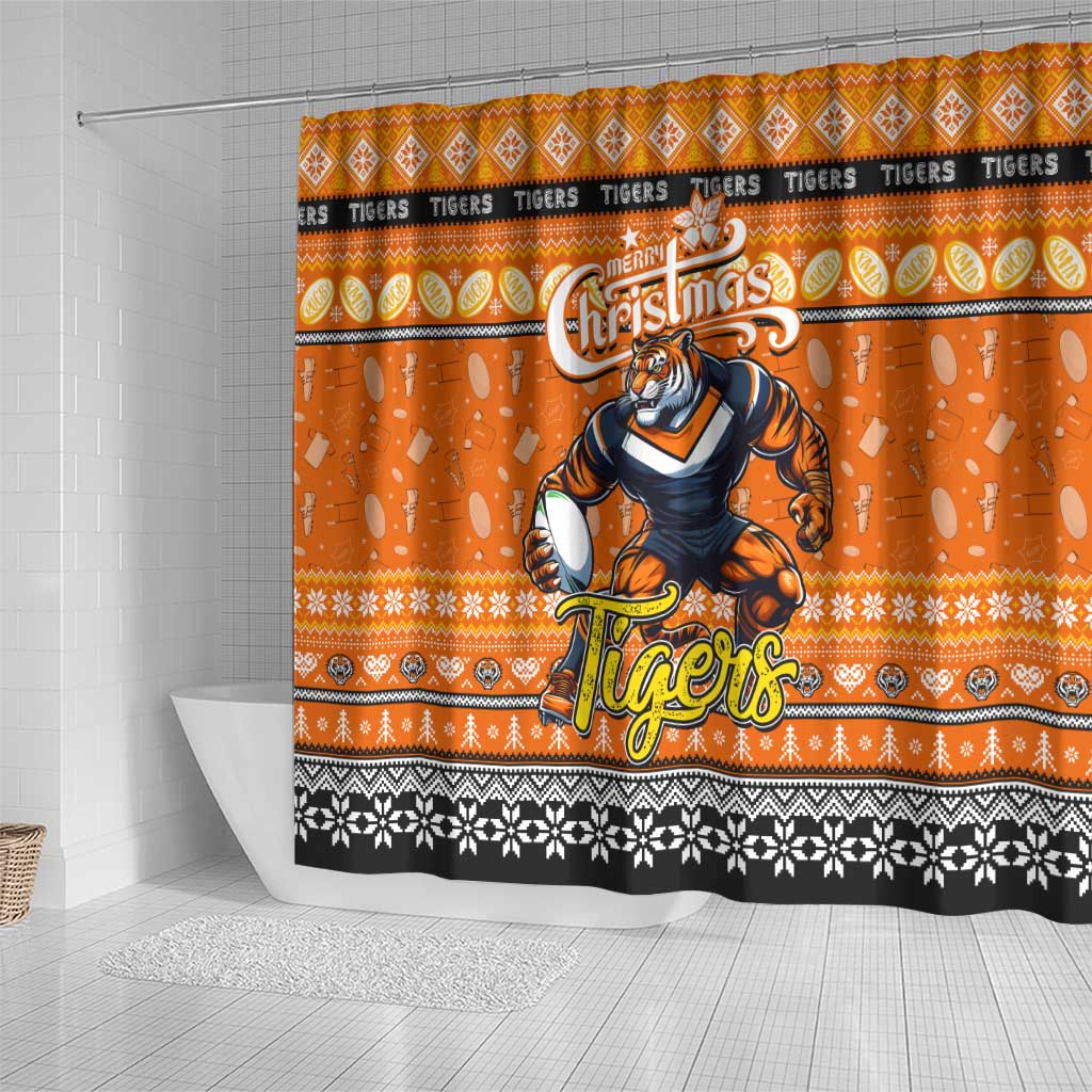 Tigers Rugby Xmas Shower Curtain Australia NRL Mascot