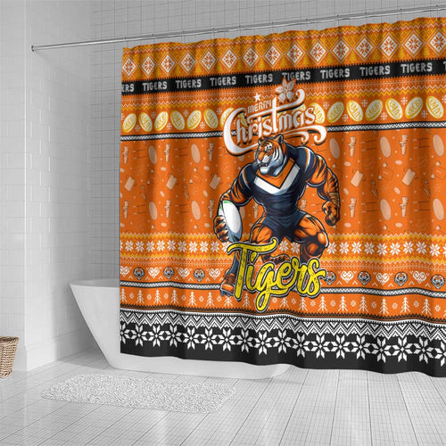 Tigers Rugby Xmas Shower Curtain Australia NRL Mascot