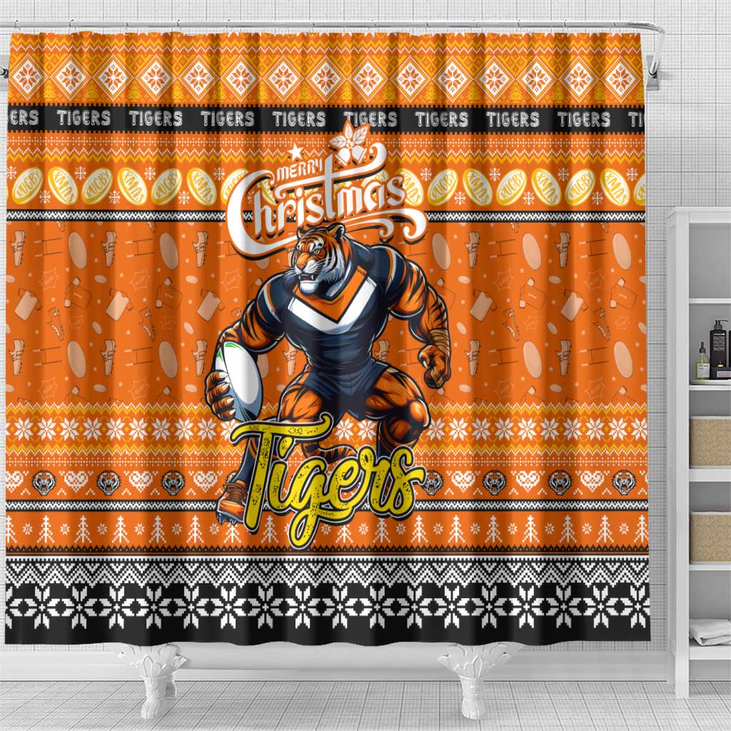 Tigers Rugby Xmas Shower Curtain Australia NRL Mascot