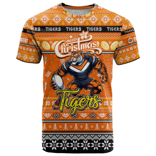 Personalized Tigers Rugby Xmas T Shirt Australia NRL Mascot