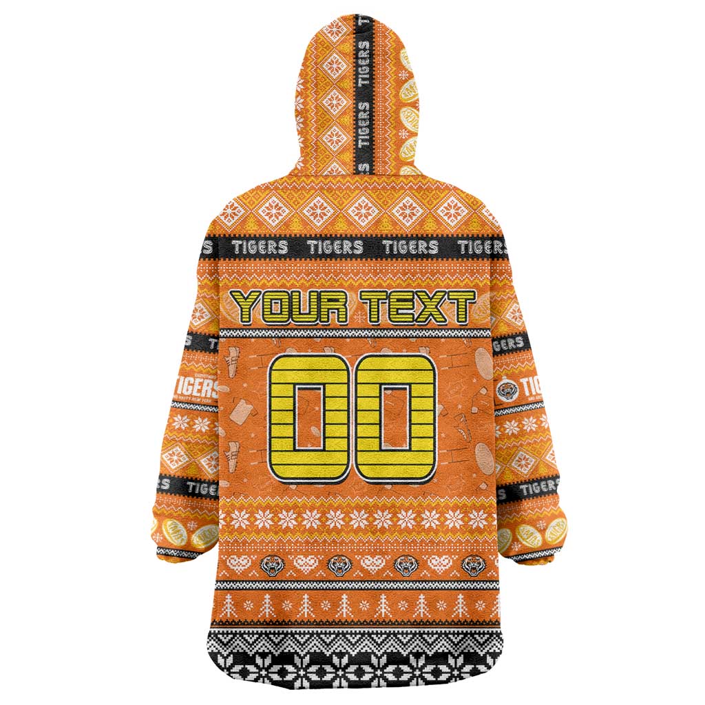 Personalized Tigers Rugby Xmas Wearable Blanket Hoodie Australia NRL Mascot