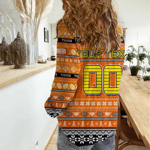 Personalized Tigers Rugby Xmas Women Casual Shirt Australia NRL Mascot