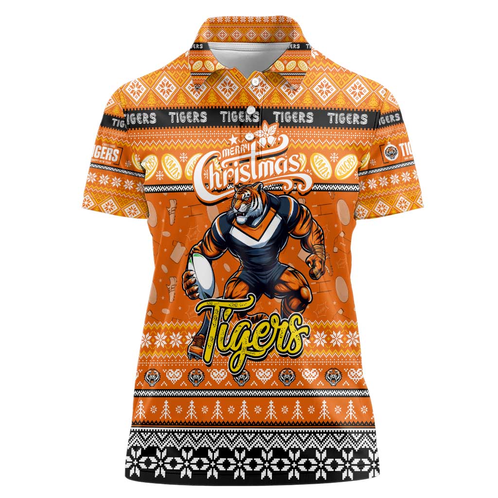 Personalized Tigers Rugby Xmas Women Polo Shirt Australia NRL Mascot