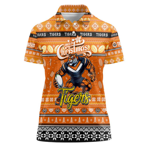 Personalized Tigers Rugby Xmas Women Polo Shirt Australia NRL Mascot