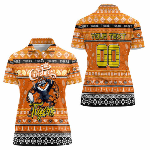 Personalized Tigers Rugby Xmas Women Polo Shirt Australia NRL Mascot