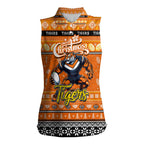 Personalized Tigers Rugby Xmas Women Sleeveless Polo Shirt Australia NRL Mascot