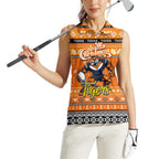 Personalized Tigers Rugby Xmas Women Sleeveless Polo Shirt Australia NRL Mascot