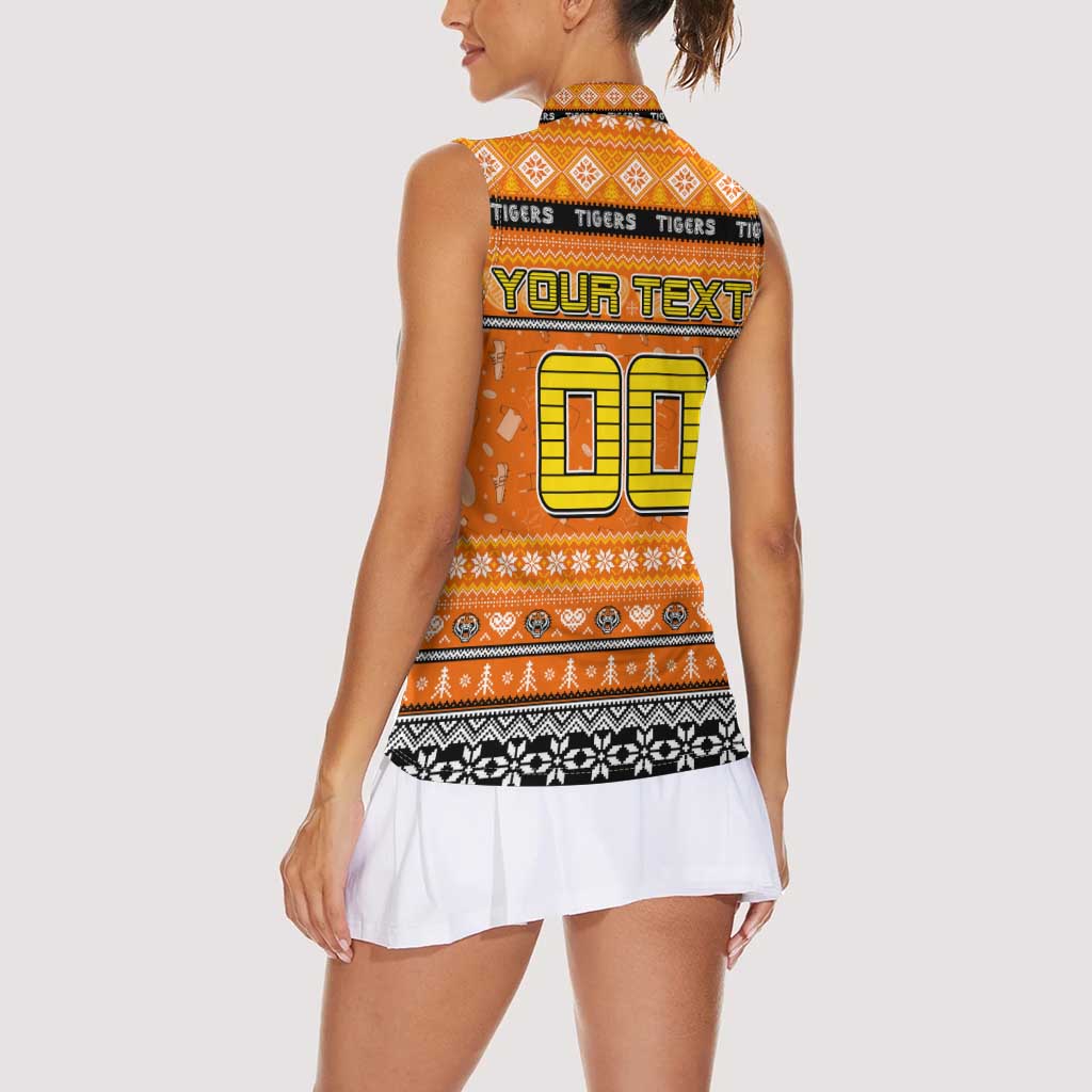 Personalized Tigers Rugby Xmas Women Sleeveless Polo Shirt Australia NRL Mascot