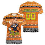 Personalized Tigers Rugby Xmas Women V-Neck T-Shirt Australia NRL Mascot