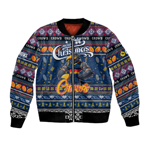 Personalized Crows Rugby Xmas Bomber Jacket Australia AFL Mascot