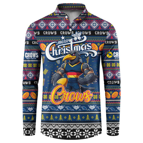 Personalized Crows Rugby Xmas Button Sweatshirt Australia AFL Mascot