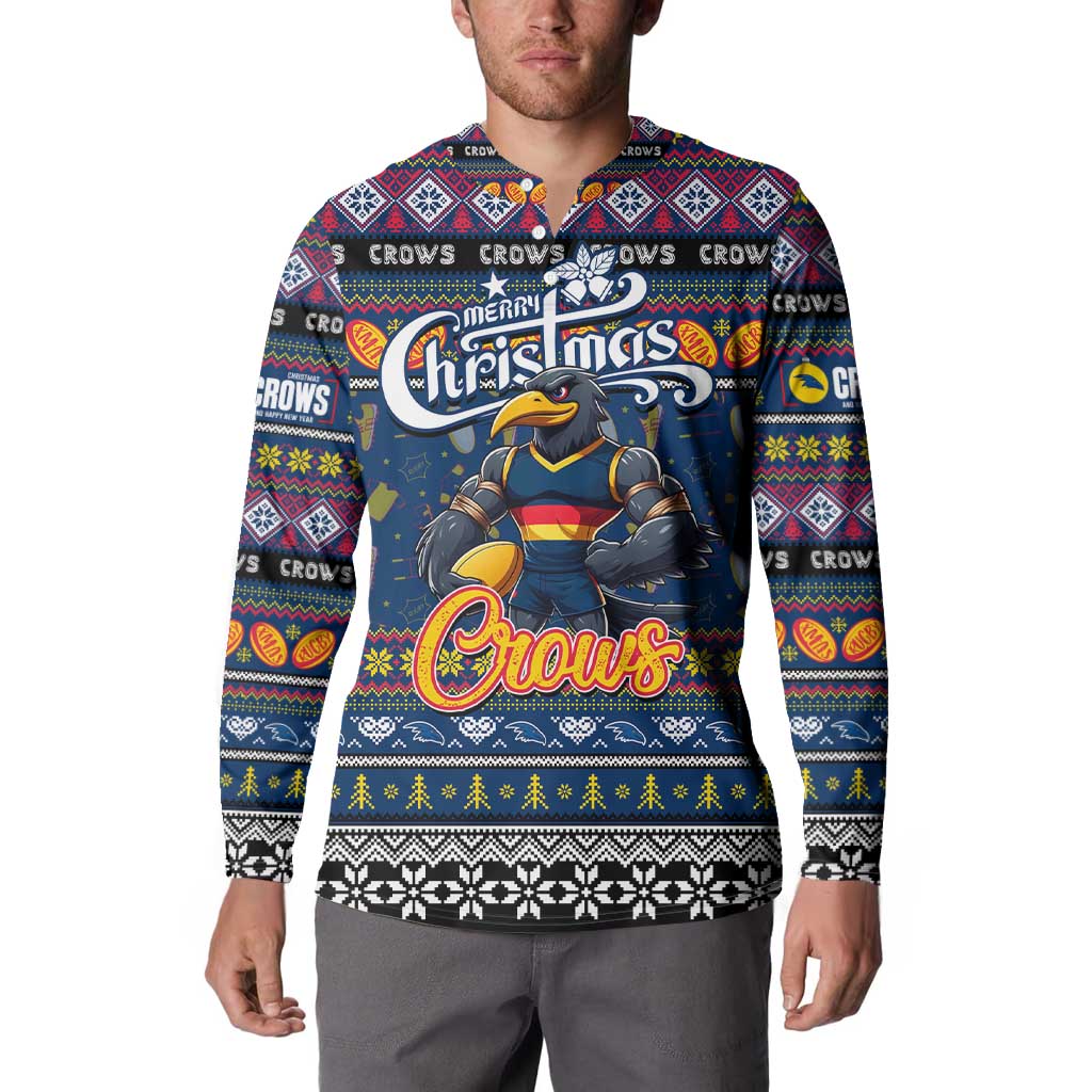 Personalized Crows Rugby Xmas Button Sweatshirt Australia AFL Mascot