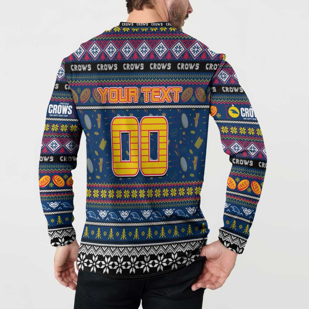 Personalized Crows Rugby Xmas Button Sweatshirt Australia AFL Mascot