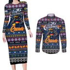 Personalized Crows Rugby Xmas Couples Matching Long Sleeve Bodycon Dress and Long Sleeve Button Shirt Australia AFL Mascot