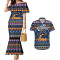 Personalized Crows Rugby Xmas Couples Matching Mermaid Dress and Hawaiian Shirt Australia AFL Mascot