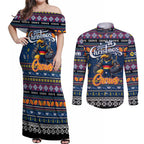 Personalized Crows Rugby Xmas Couples Matching Off Shoulder Maxi Dress and Long Sleeve Button Shirt Australia AFL Mascot