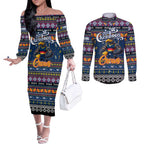 Personalized Crows Rugby Xmas Couples Matching Off The Shoulder Long Sleeve Dress and Long Sleeve Button Shirt Australia AFL Mascot