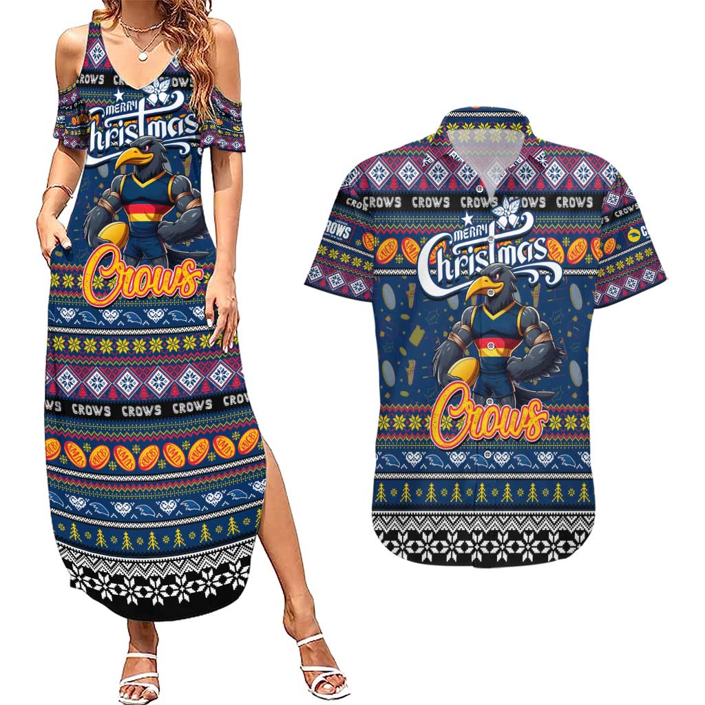 Personalized Crows Rugby Xmas Couples Matching Summer Maxi Dress and Hawaiian Shirt Australia AFL Mascot