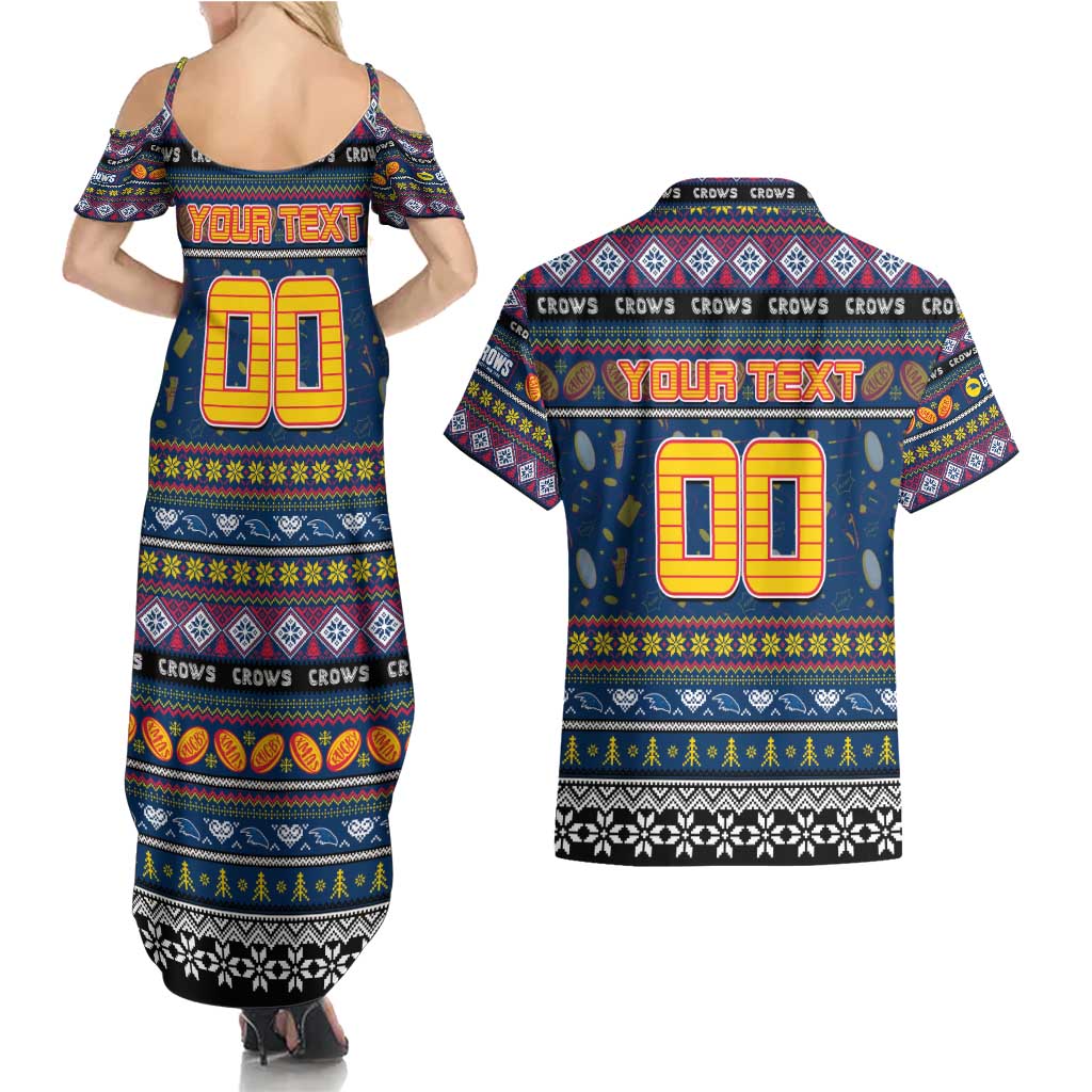 Personalized Crows Rugby Xmas Couples Matching Summer Maxi Dress and Hawaiian Shirt Australia AFL Mascot