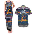 Personalized Crows Rugby Xmas Couples Matching Tank Maxi Dress and Hawaiian Shirt Australia AFL Mascot