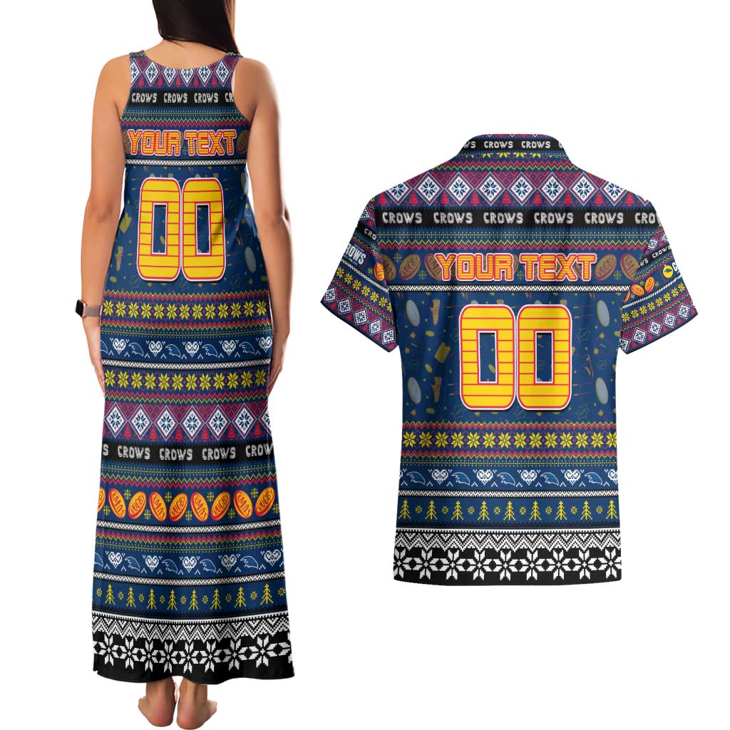 Personalized Crows Rugby Xmas Couples Matching Tank Maxi Dress and Hawaiian Shirt Australia AFL Mascot