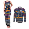 Personalized Crows Rugby Xmas Couples Matching Tank Maxi Dress and Long Sleeve Button Shirt Australia AFL Mascot