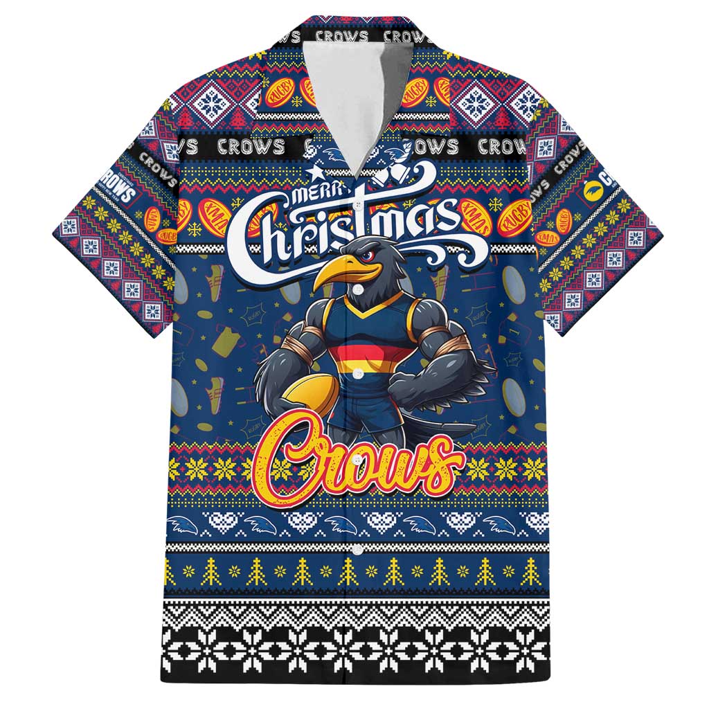 Personalized Crows Rugby Xmas Family Matching Long Sleeve Bodycon Dress and Hawaiian Shirt Australia AFL Mascot